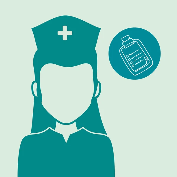 Concepto de atención médica. Icono de enfermera. Fondo blanco, vector — Vector de stock