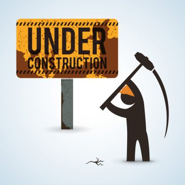 İnşaat tasarım altında. aracı simgesi. izole illüstrasyon