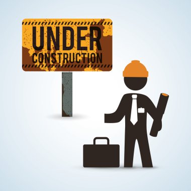 İnşaat tasarım altında. aracı simgesi. izole illüstrasyon