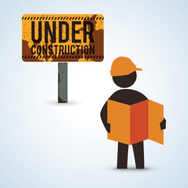 İnşaat tasarım altında. aracı simgesi. izole illüstrasyon