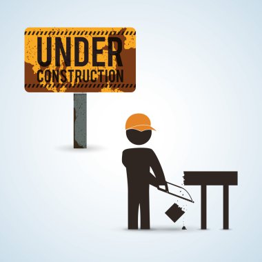 İnşaat tasarım altında. aracı simgesi. izole illüstrasyon