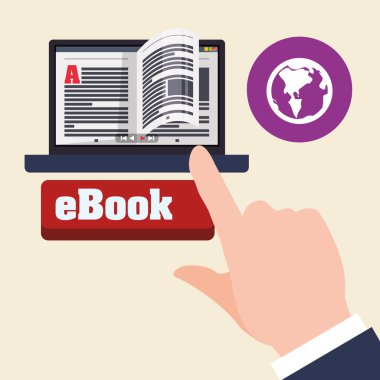 eKitap tasarımı. okuma simgesi. Arka plan beyaz, illüstrasyon vektör, vektör