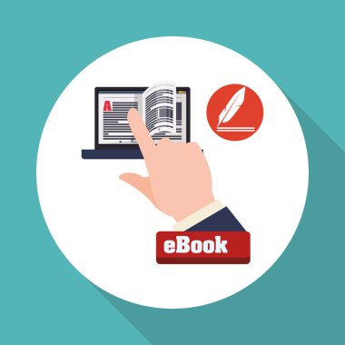 eKitap tasarımı. okuma simgesi. Arka plan beyaz, illüstrasyon vektör, vektör