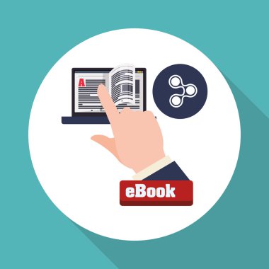 eKitap tasarımı. okuma simgesi. Arka plan beyaz, illüstrasyon vektör, vektör