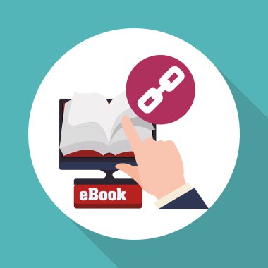 eKitap tasarımı. okuma simgesi. Arka plan beyaz, illüstrasyon vektör, vektör