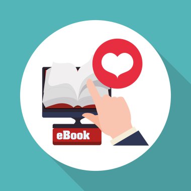 eKitap tasarımı. okuma simgesi. Arka plan beyaz, illüstrasyon vektör, vektör