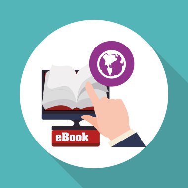 eKitap tasarımı. okuma simgesi. Arka plan beyaz, illüstrasyon vektör, vektör