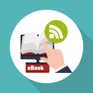 eKitap tasarımı. okuma simgesi. Arka plan beyaz, illüstrasyon vektör, vektör