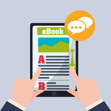 eKitap tasarımı. okuma simgesi. Arka plan beyaz, illüstrasyon vektör, vektör