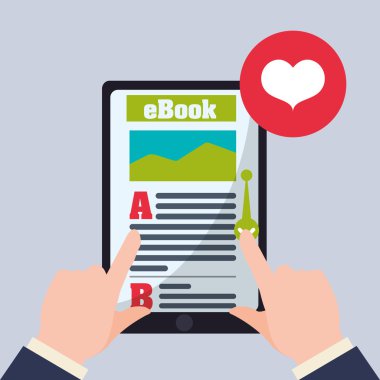 eKitap tasarımı. okuma simgesi. Arka plan beyaz, illüstrasyon vektör, vektör