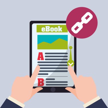 eKitap tasarımı. okuma simgesi. Arka plan beyaz, illüstrasyon vektör, vektör