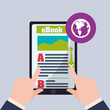 eKitap tasarımı. okuma simgesi. Arka plan beyaz, illüstrasyon vektör, vektör