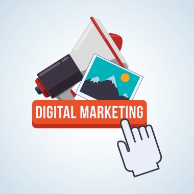 Dijital pazarlama tasarım. e-ticaret simgesi. izole illüstrasyon, vektör