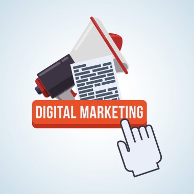 Dijital pazarlama tasarım. e-ticaret simgesi. izole illüstrasyon, vektör