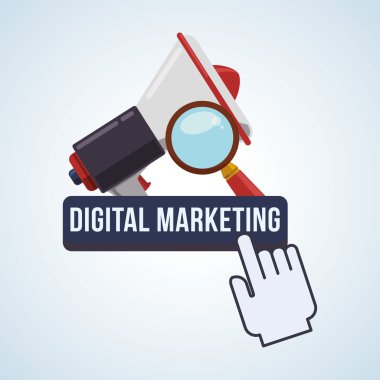 Dijital pazarlama tasarım. e-ticaret simgesi. izole illüstrasyon, vektör