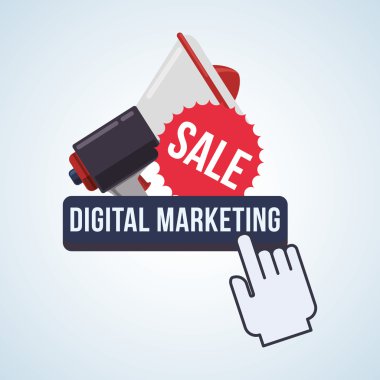 Dijital pazarlama tasarım. e-ticaret simgesi. izole illüstrasyon, vektör