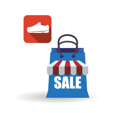 Satış ve perakende tasarım. Alışveriş simgesi. Beyaz arka plan, vektör