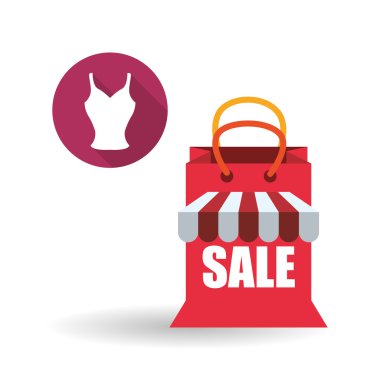 Satış ve perakende tasarım. Alışveriş simgesi. Beyaz arka plan, vektör