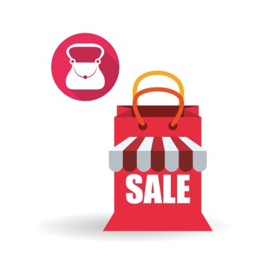 Satış ve perakende tasarım. Alışveriş simgesi. Beyaz arka plan, vektör