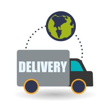 Teslim tasarım. Alışveriş simgesi. Beyaz arka plan, vektör