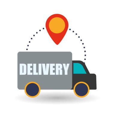 Teslim tasarım. Alışveriş simgesi. Beyaz arka plan, vektör