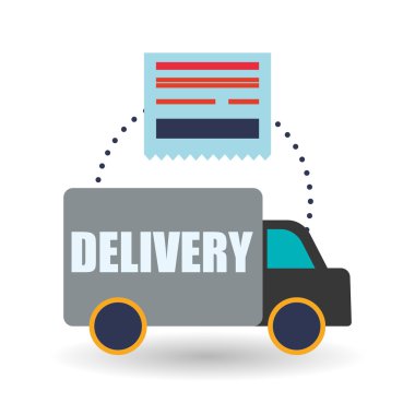 Teslim tasarım. Alışveriş simgesi. Beyaz arka plan, vektör