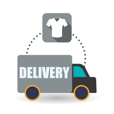 Teslim tasarım. Alışveriş simgesi. Beyaz arka plan, vektör