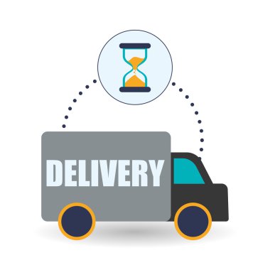 Teslim tasarım. Alışveriş simgesi. Beyaz arka plan, vektör