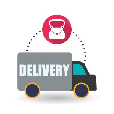 Teslim tasarım. Alışveriş simgesi. Beyaz arka plan, vektör