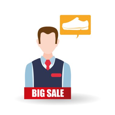 Satış ve perakende tasarım. Alışveriş simgesi. Beyaz arka plan, vektör