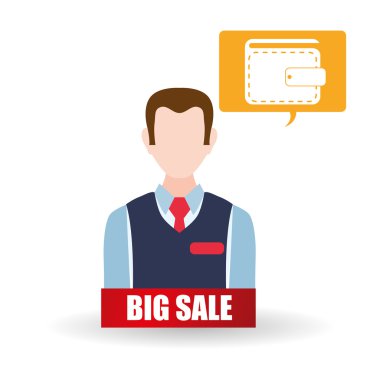 Satış ve perakende tasarım. Alışveriş simgesi. Beyaz arka plan, vektör