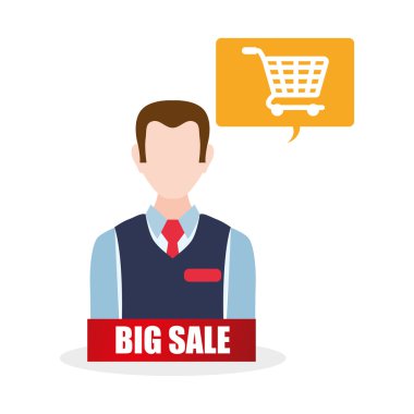 Tasarım alışveriş. Satış ve perakende simgesi. İzole illüstrasyon, vektör