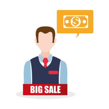 Tasarım alışveriş. Satış ve perakende simgesi. İzole illüstrasyon, vektör