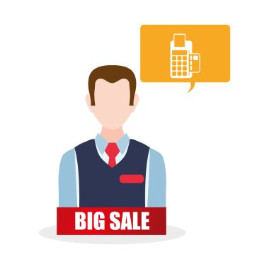 Tasarım alışveriş. Satış ve perakende simgesi. İzole illüstrasyon, vektör