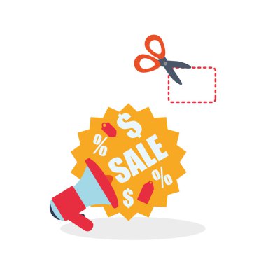 Tasarım alışveriş. Satış ve perakende simgesi. İzole illüstrasyon, vektör