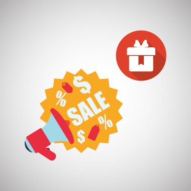 Tasarım alışveriş. Satış ve perakende simgesi. İzole illüstrasyon, vektör