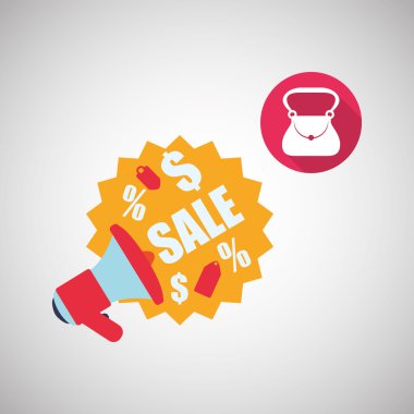 Tasarım alışveriş. Satış ve perakende simgesi. İzole illüstrasyon, vektör