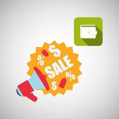 Tasarım alışveriş. Satış ve perakende simgesi. İzole illüstrasyon, vektör