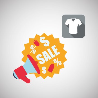 Tasarım alışveriş. Satış ve perakende simgesi. İzole illüstrasyon, vektör