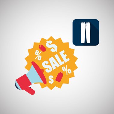 Tasarım alışveriş. Satış ve perakende simgesi. İzole illüstrasyon, vektör