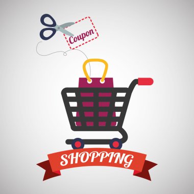 Tasarım alışveriş. Satış ve perakende simgesi. İzole illüstrasyon, vektör
