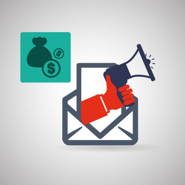 Pazarlama online tasarım. e-ticaret simgesi. İzole illüstrasyon, vektör