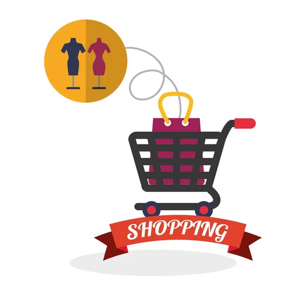 Diseño de compras. Icono de ventas y retail. Ilustración aislada, vector — Vector de stock