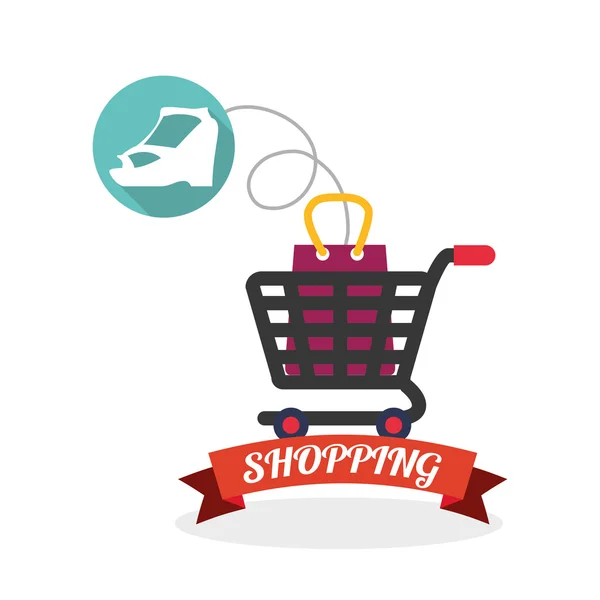 Diseño de compras. Icono de ventas y retail. Ilustración aislada, vector — Vector de stock