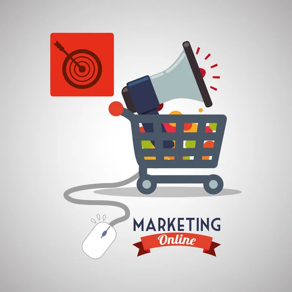 Marketing design en ligne. icône de commerce électronique. Illustration isolée, vecteur — Image vectorielle