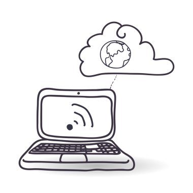 Teknoloji tasarım. Kroki simgesi. İzole illüstrasyon, vektör