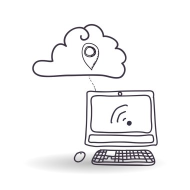 Teknoloji tasarım. Kroki simgesi. İzole illüstrasyon, vektör