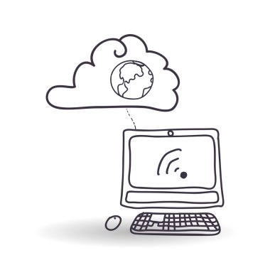 Teknoloji tasarım. Kroki simgesi. İzole illüstrasyon, vektör