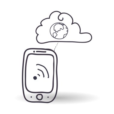 Teknoloji tasarım. Kroki simgesi. İzole illüstrasyon, vektör