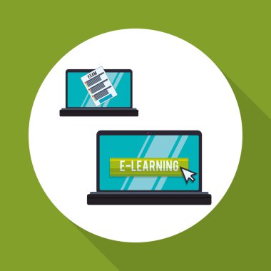 E-öğrenme tasarım. Eğitim simgesi. İzole illüstrasyon, vektör